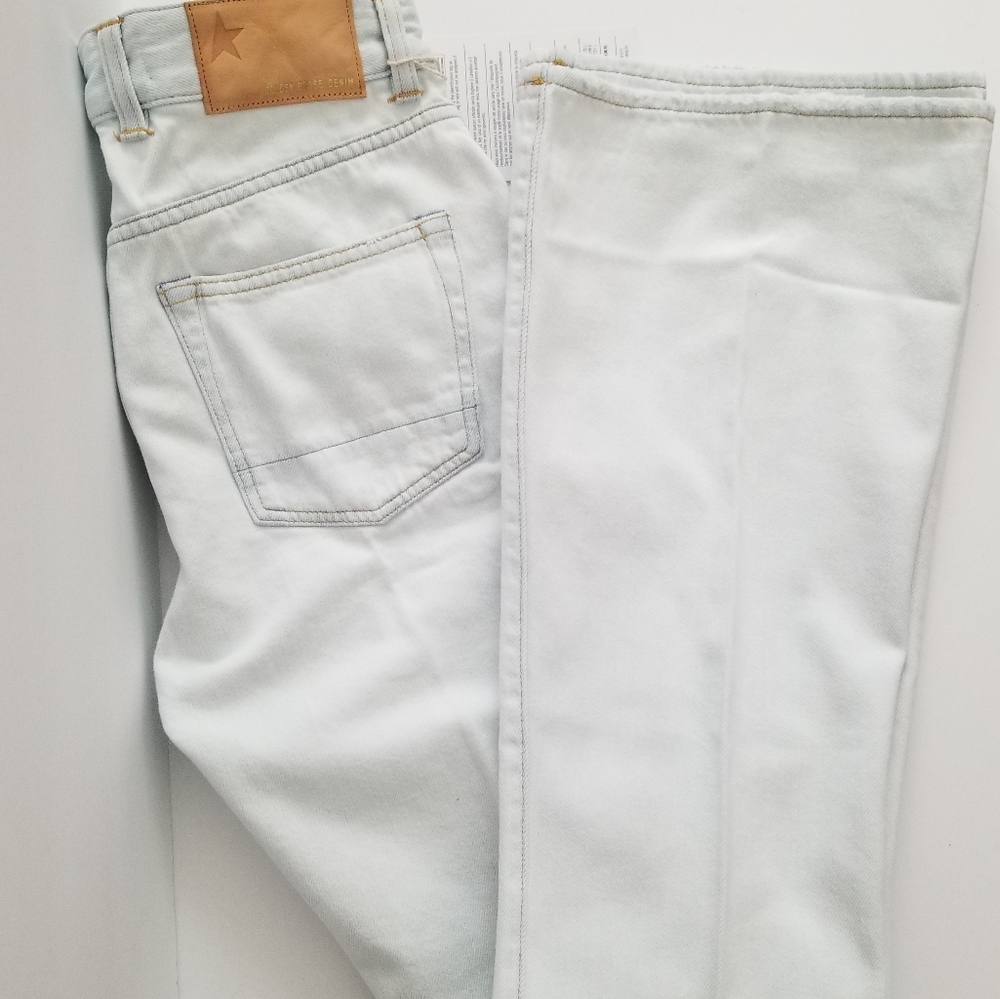 Golden Goose High Rise Boot Cut Jeans Light Wash Bleached Blue Size 26 - Picture 11 of 13